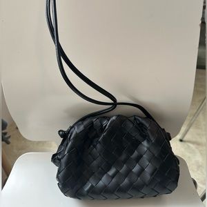Leather Bottega Veneta style Woven Mini Pouch crossbody purse